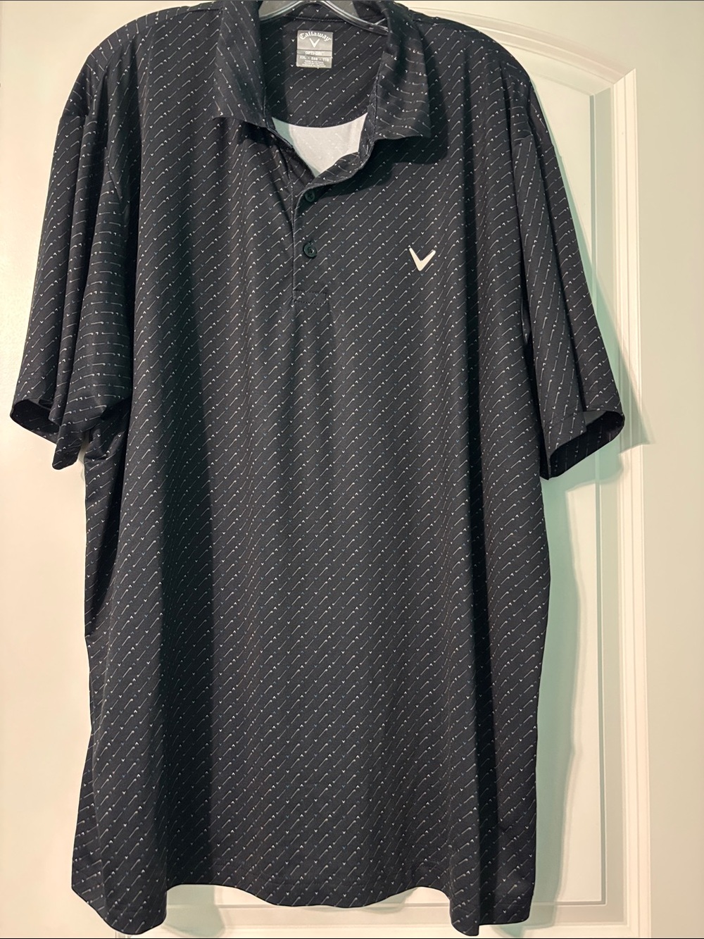 Callaway Black Polo with Diagonal Micro-Print